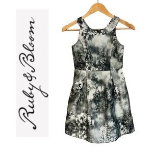RUBY & BLOOM Gray Floral Sleeveless Dress Party Wedding Formal Black Rose Girl 8